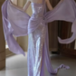 Elegant Lavender Sequin One-Shoulder Mermaid 3D Floral Prom Dress DP8572