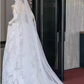 Elegant Strapless Floral Lace Mermaid Detachable Long Lace Sleeves & Scalloped Veil Wedding Dress DP8620