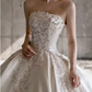 Elegant Strapless Sweetheart Satin Beaded Lace Applique A-Line Wedding Dress DP8621