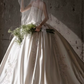 Elegant Strapless Sweetheart Satin Beaded Lace Applique A-Line Wedding Dress DP8621