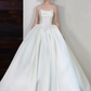 Romantic White Strapless Satin A-Line Wedding Dress DP8622