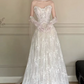 Romantic Sweetheart Strapless Floral Lace A-Line Detachable Long Lace Gloves Tulle Wedding Dress DP8624
