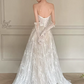 Romantic Sweetheart Strapless Floral Lace A-Line Detachable Long Lace Gloves Tulle Wedding Dress DP8624