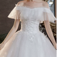 Romantic Off-the-Shoulder Tulle Ruffled Sparkly Sequined A-Line Wedding Dress DP8627