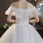 Romantic Off-the-Shoulder Tulle Ruffled Sparkly Sequined A-Line Wedding Dress DP8627