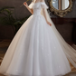 Romantic Off-the-Shoulder Tulle Ruffled Sparkly Sequined A-Line Wedding Dress DP8627