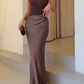 Elegant One-Shoulder Satin Sheath Ruched Formal Wedding Guest Evening Dress Prom Dress DP8634