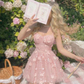 Elegant Pink Spaghetti Strap Tulle 3D Floral Appliques Sweetheart A-Line Homecoming Dress DP8694