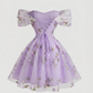 Elegant Lavender Off-the-Shoulder Tulle Floral Embroidery A-Line Homecoming Dress DP8695