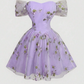 Elegant Lavender Off-the-Shoulder Tulle Floral Embroidery A-Line Homecoming Dress DP8695