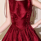 Elegant Burgundy Jacquard Satin Boat Neck Tie Strap A-Line Homecoming Dress DP8735