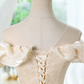 Elegant Champagne Off-the-Shoulder Satin Ruffle Beaded Bodice Glitter Tiered Tulle A-Line Homecoming Dress DP8739