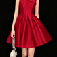 Elegant Red Satin Sleeveless Bow A-Line Homecoming Dress DP8743