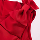 Elegant Red Satin Sleeveless Bow A-Line Homecoming Dress DP8743