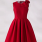 Elegant Red Satin Sleeveless Bow A-Line Homecoming Dress DP8743