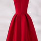 Elegant Red Satin Sleeveless Bow A-Line Homecoming Dress DP8743