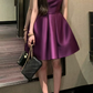 Elegant Purple Satin V-Neck A-Line Homecoming Dress DP8744