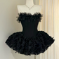 Elegant Cream 3D Rose Floral Strapless A-Line Homecoming Dress DP8747