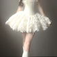 Elegant Cream 3D Rose Floral Strapless A-Line Homecoming Dress DP8747