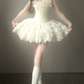 Elegant Cream 3D Rose Floral Strapless A-Line Homecoming Dress DP8747
