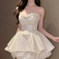 Elegant Ivory Lace Sequin Sweetheart Tulle A-Line Homecoming Dress DP8750