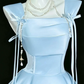 Vintage Light Blue Satin Square Neck Bow Tiered Ruffle A-Line Homecoming Dress DP8751