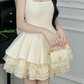 Vinatge Cream Square Neck Layered Lace A-Line Homecoming Dress DP8753