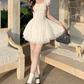 Vinatge White Square Neck Flutter Sleeve Corset Tulle A-Line Homecoming Dress DP8754