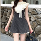 Vinatge Grey Plaid Sleeveless Ruffle A-Line Homecoming Dress DP8755