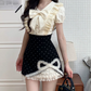 Elegant Puff Sleeve Polka Dot Lace A-Line Homecoming Dress DP8756