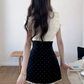 Elegant Puff Sleeve Polka Dot Lace A-Line Homecoming Dress DP8756