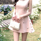 Cute Pink Sleeveless Rhinestone Round Neck Beaded 3D Floral A-Line Homecoming Dress DP8758