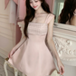 Cute Pink Sleeveless Rhinestone Round Neck Beaded 3D Floral A-Line Homecoming Dress DP8759