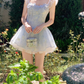 Cute Light Blue 3D Floral Tulle Ruffle Strap A-Line Homecoming Dress DP8765
