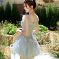 Cute Light Blue 3D Floral Tulle Ruffle Strap A-Line Homecoming Dress DP8765