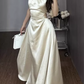 Elegant Purple Satin Halter-Neck Ruched A-Line Evening Gown DP8771