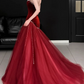 Elegant Burgundy Velvet Mermaid Tulle Strapless Sweetheart Prom Dress DP8785