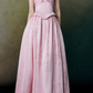 Elegant Pink Jacquard Strapless Bow A-Line Train Prom Dress DP8792