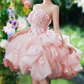 Romantic Pink Strapless 3D Floral Ruffled Tulle A-Line Homecoming Dress DP8797