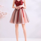 Romantic Burgundy Floral Appliques V-Neck Tulle A-Line Homecoming Dress DP8802