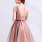 Romantic Burgundy Floral Appliques V-Neck Tulle A-Line Homecoming Dress DP8802