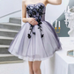 Romantic Strapless Short Floral Applique Tulle A-Line Homecoming Dress DP8803