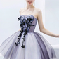 Romantic Strapless Short Floral Applique Tulle A-Line Homecoming Dress DP8803