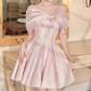 Elegant Pink Off‑the-Shoulder Pink Sequin A‑Line Homecoming Dress DP8806