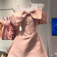 Elegant Pink Satin Off‑the-Shoulder A-Line Homecoming Dress DP8808