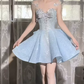 Elegant Light Blue Sheer Sparkly Beaded A‑Line Homecoming Dress DP8840