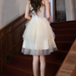 Elegant White Tulle Spaghetti Straps Sequin Sweetheart A-Line Homecoming Dress DP8841