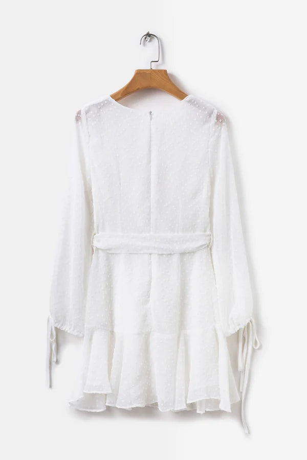 Vintage White V-neck Short A-Line Party Dress Cocktail Dress Homecoming Dress DP6473