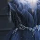 Vintage Blue Beaded Design Elegant A-Line Chiffon Tulle Evening Dress Prom Dress DP6139