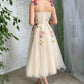 Vintage Floral Applique Prom Dress Long A-Line Evening Dress Chiffon Formal Dress, DP6593